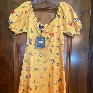 NWT Cakeworthy Snow White Floral Puffy Sleeve Dress